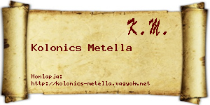 Kolonics Metella névjegykártya